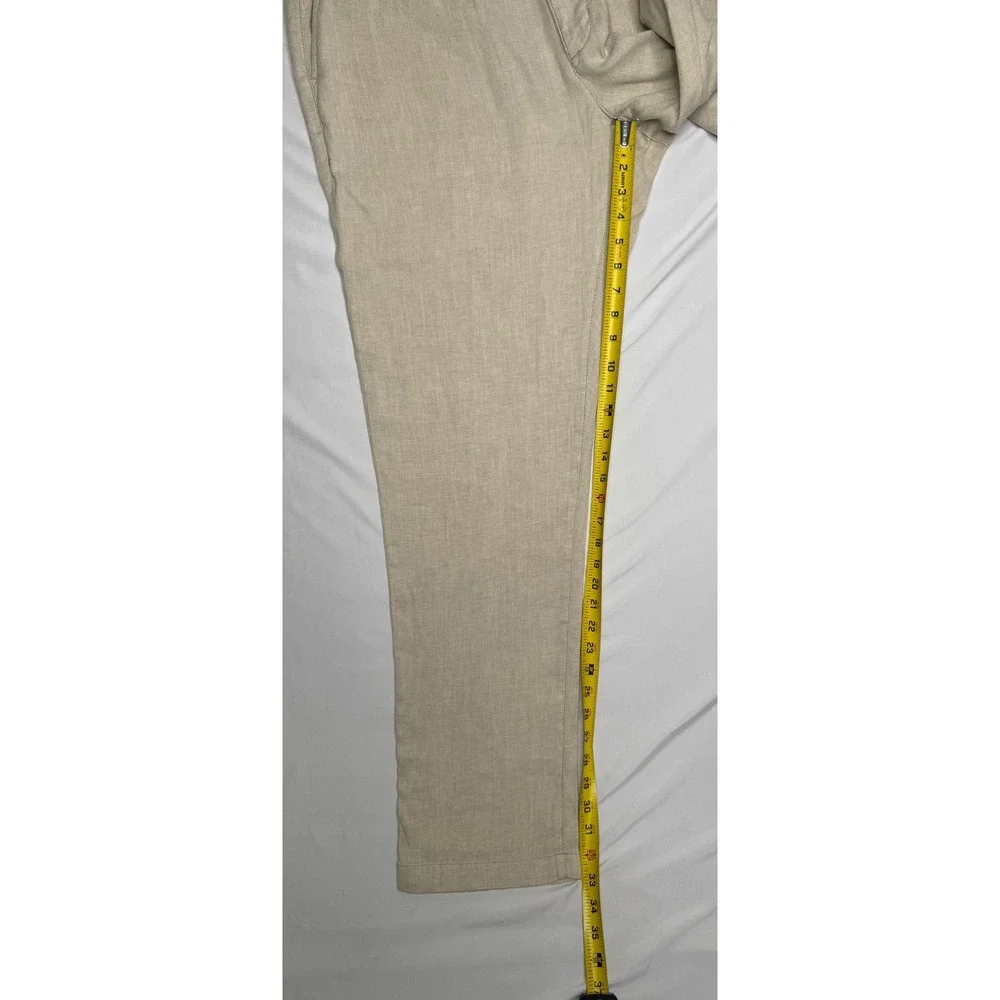 Tommy Bahama Mens XL x 32 Linen Blend Drawstring Pants Beige Sand Beach Vacation